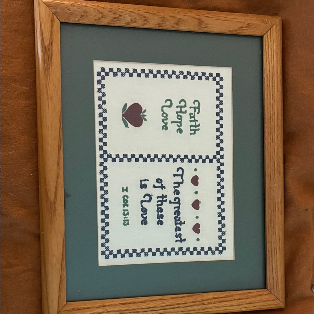 Framed Inspirational Cross-Stitch Art